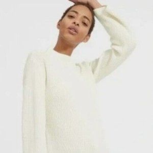 Everlane 100% Premium Cashmere Rib Mockneck Size S, Cream Color